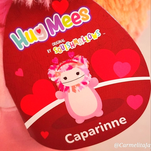 ❤️ CAPARINNE 🐾 Pink Bigfoot w/Hearts HugMee Valentines 2024 Original Squish NWT - Picture 2 of 8